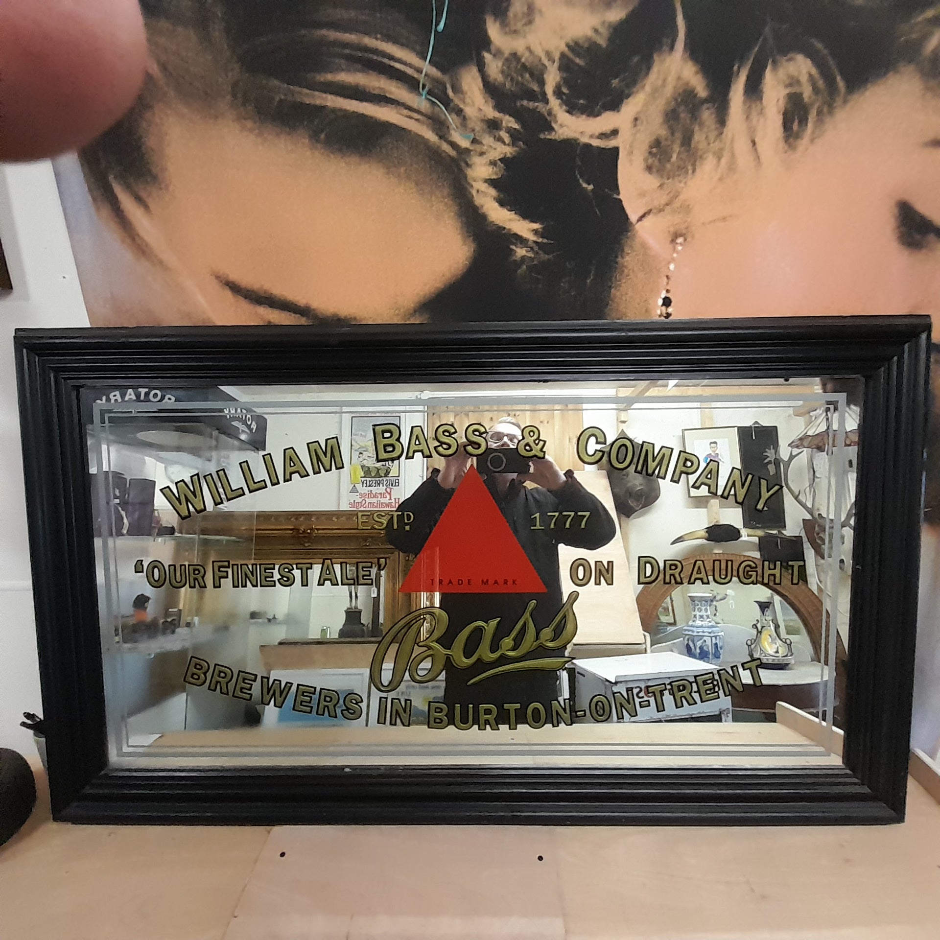 Large Framed WILLIAM BASS & COMPANY Alcohol Advertising Mirror