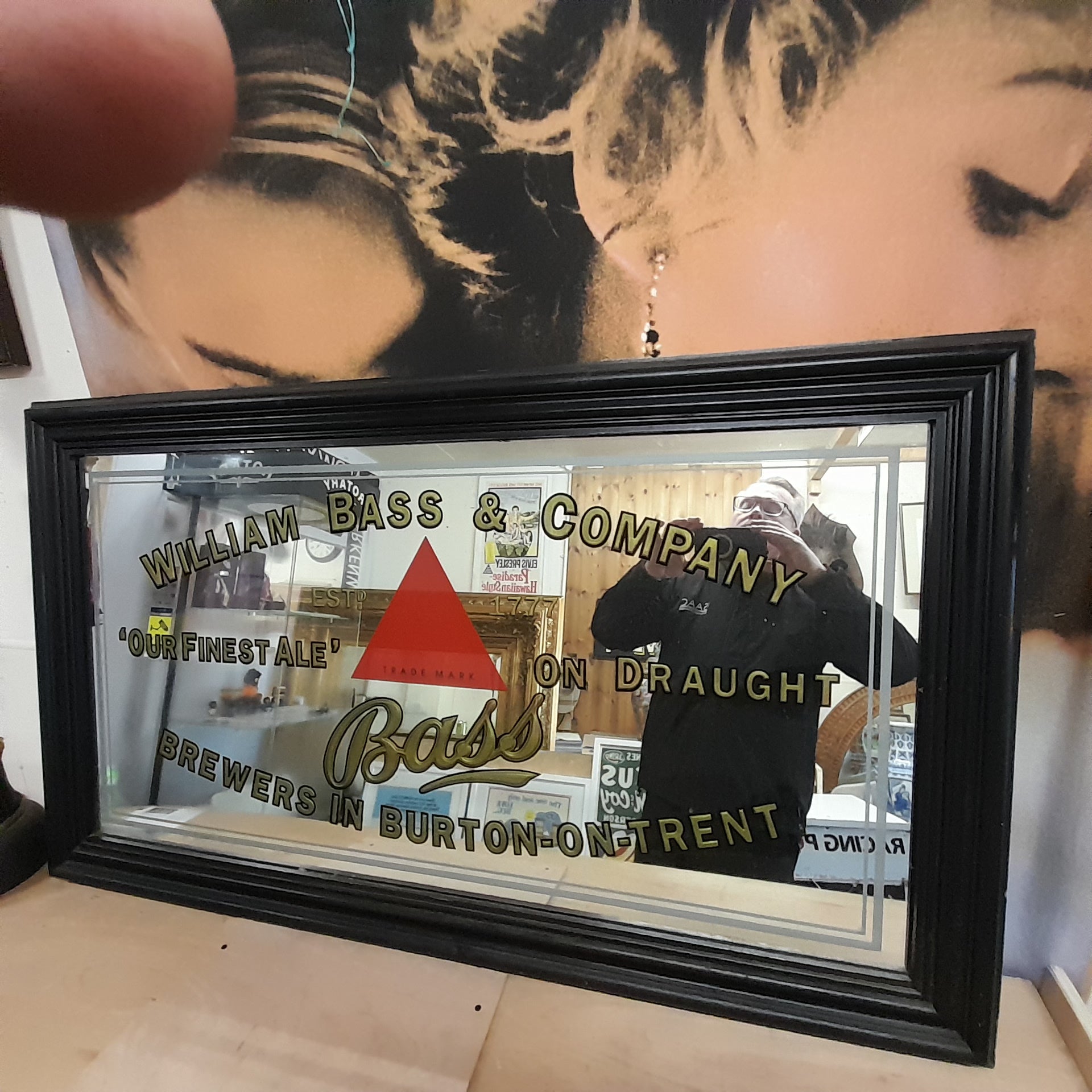 Large Framed WILLIAM BASS & COMPANY Alcohol Advertising Mirror