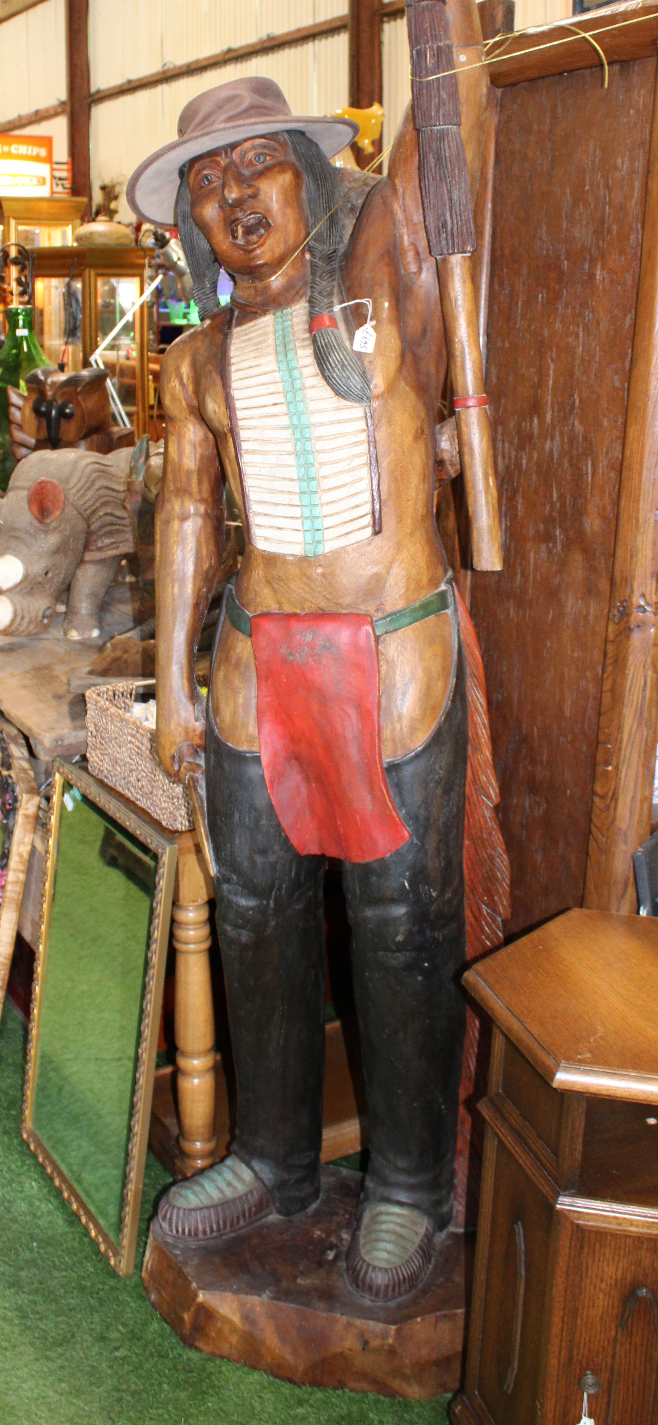 Large Wooden Indian Sculpture