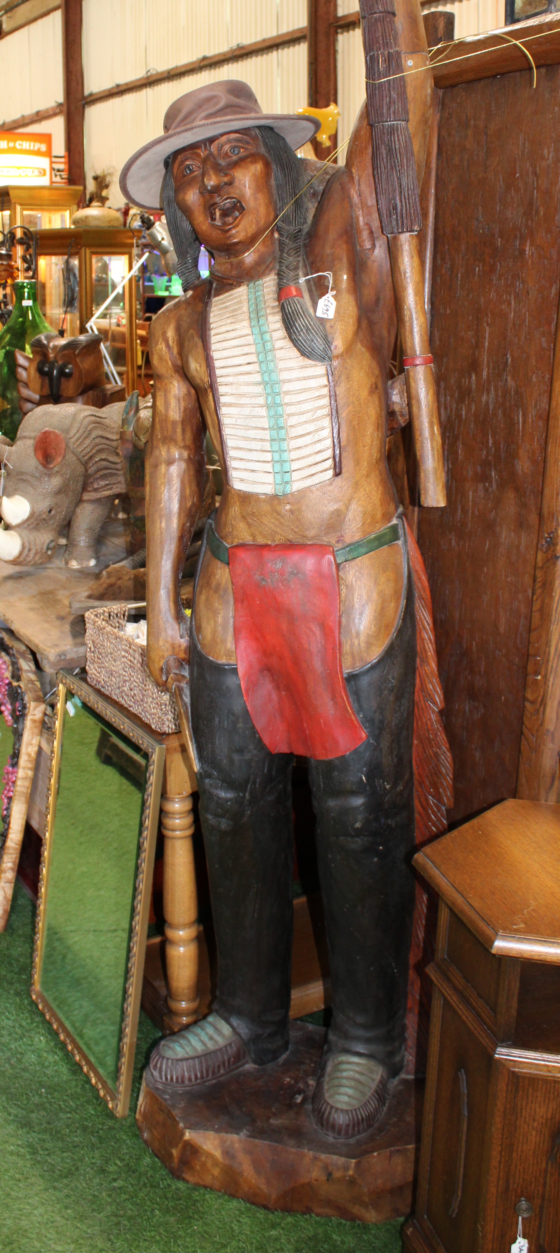 Large Wooden Indian Sculpture