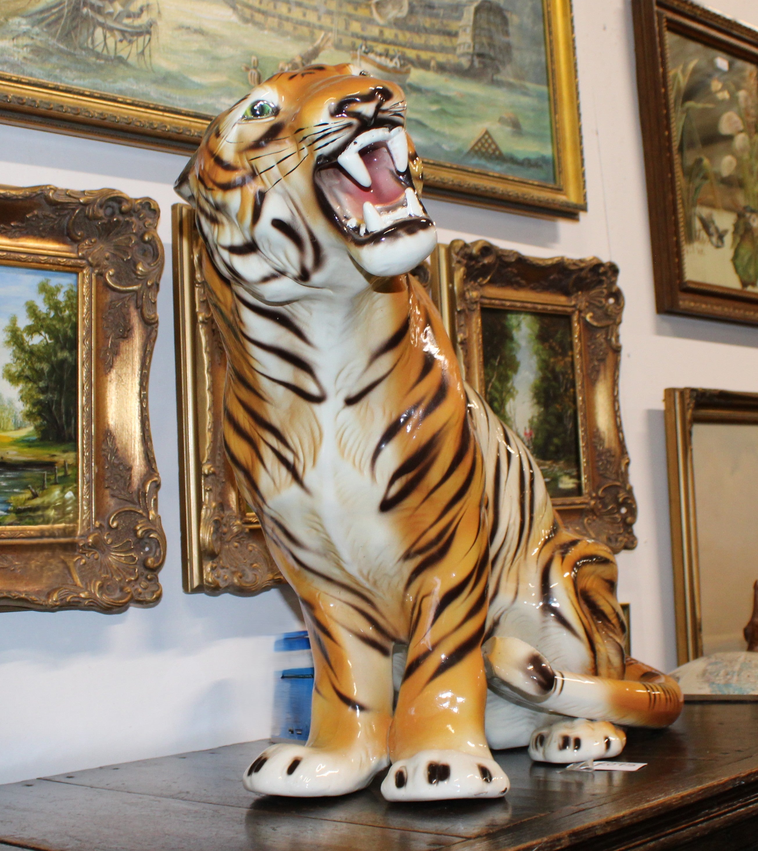 Large Portuguese Ceramic Tiger