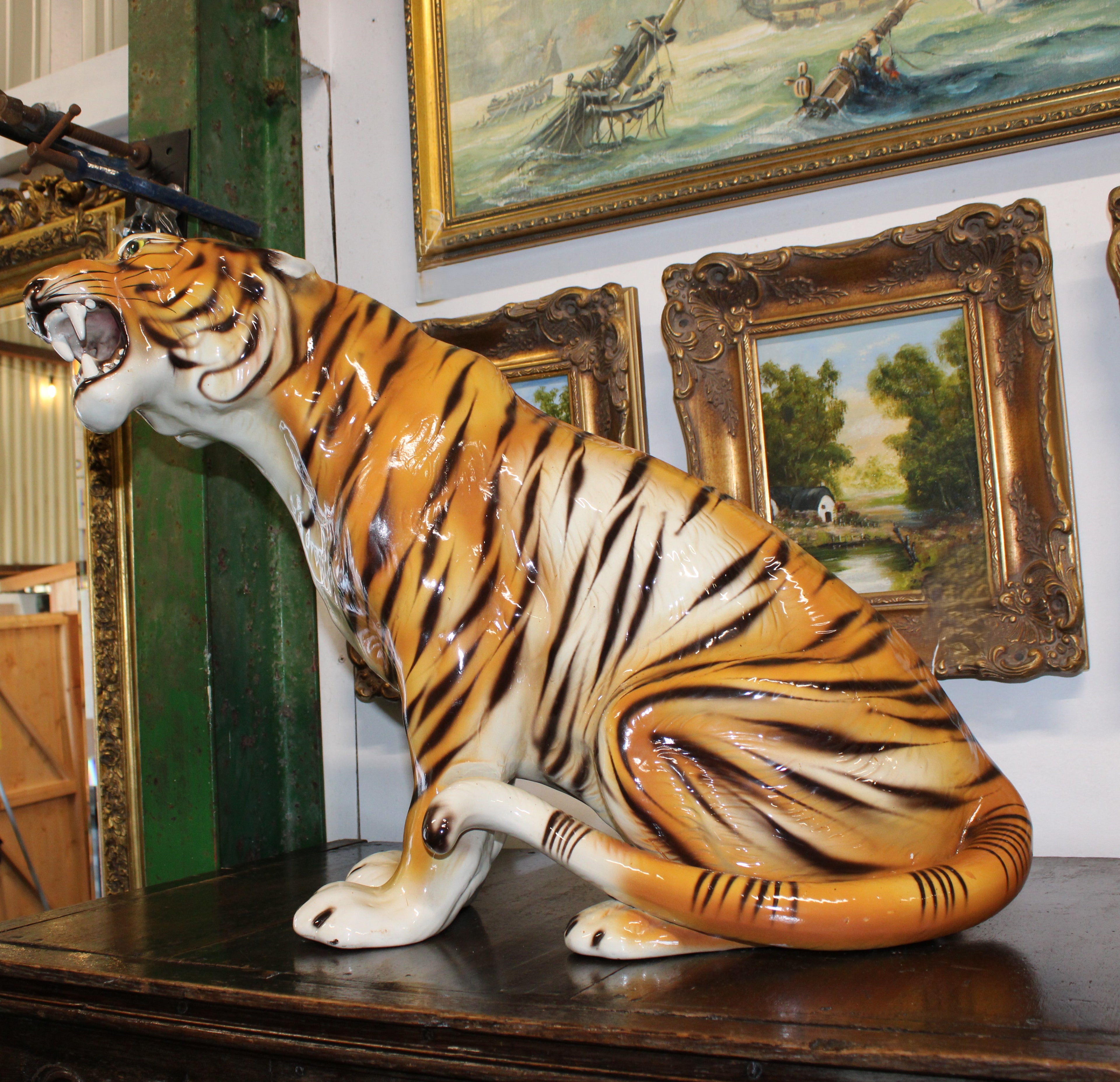 Large Portuguese Ceramic Tiger