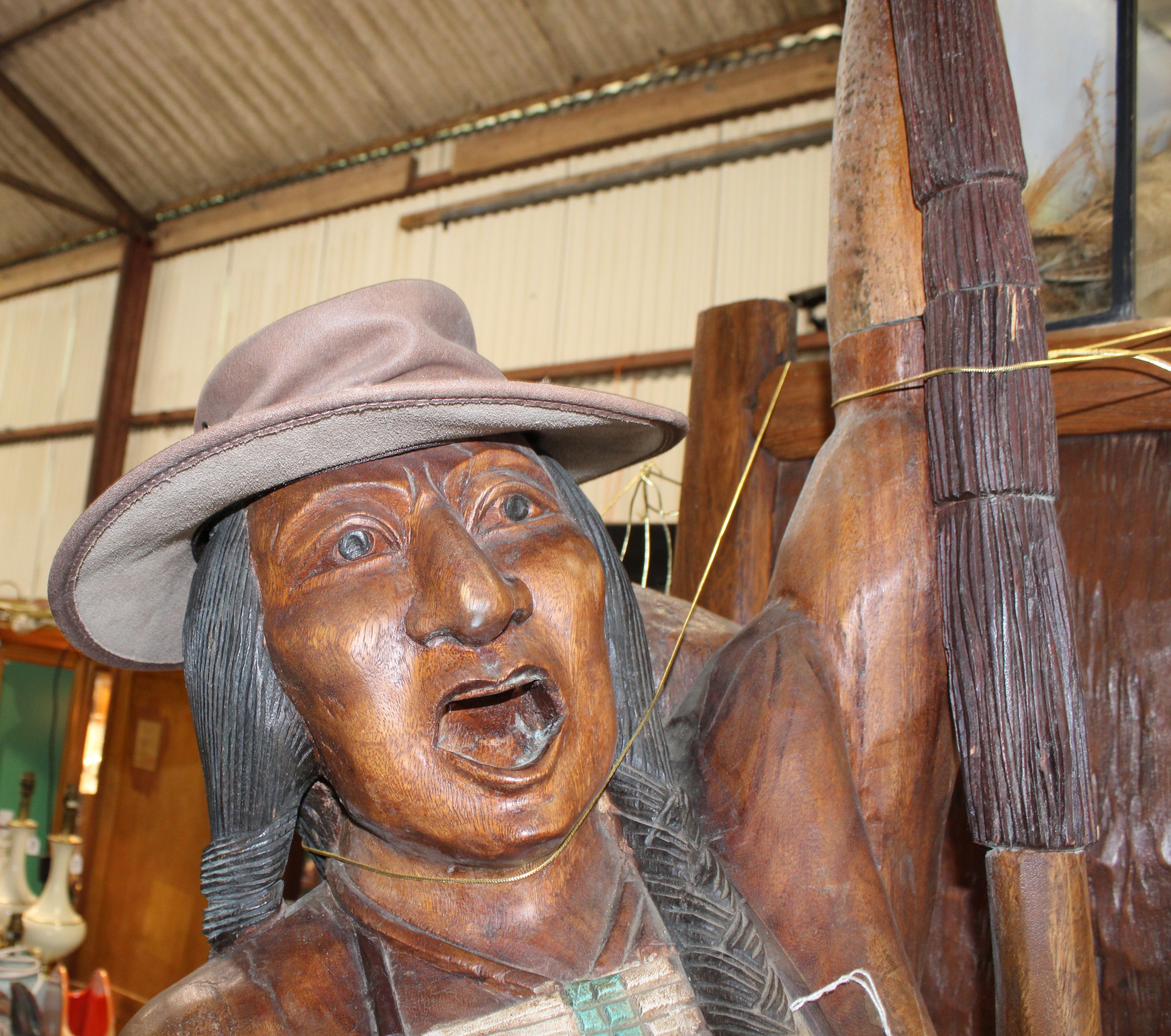Large Wooden Indian Sculpture
