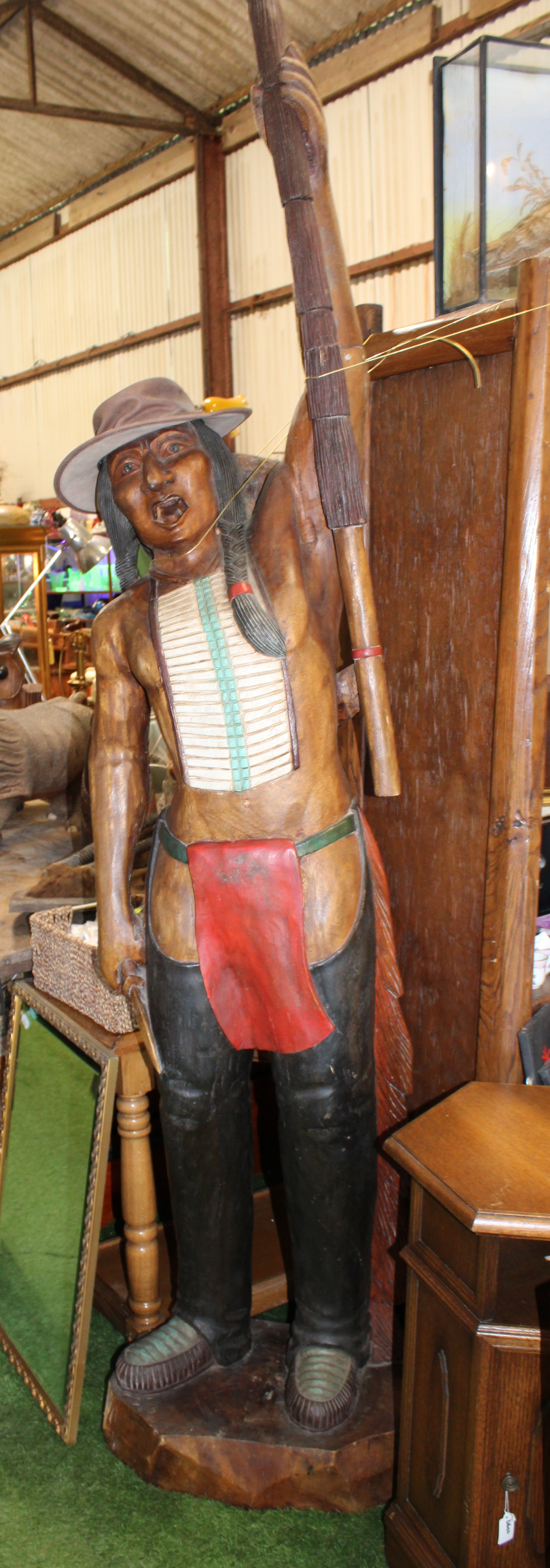Large Wooden Indian Sculpture