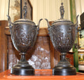 Pair Of Stunning Bronze Urns with Lids - Both Stand 30cm Tall