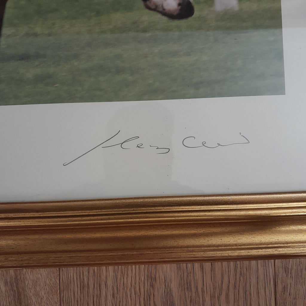 HORSE RACING - Framed Picture of FRANKEL Hand Signed by Tom Queally ( Jockey ) and Henry Cecil ( Trainer)