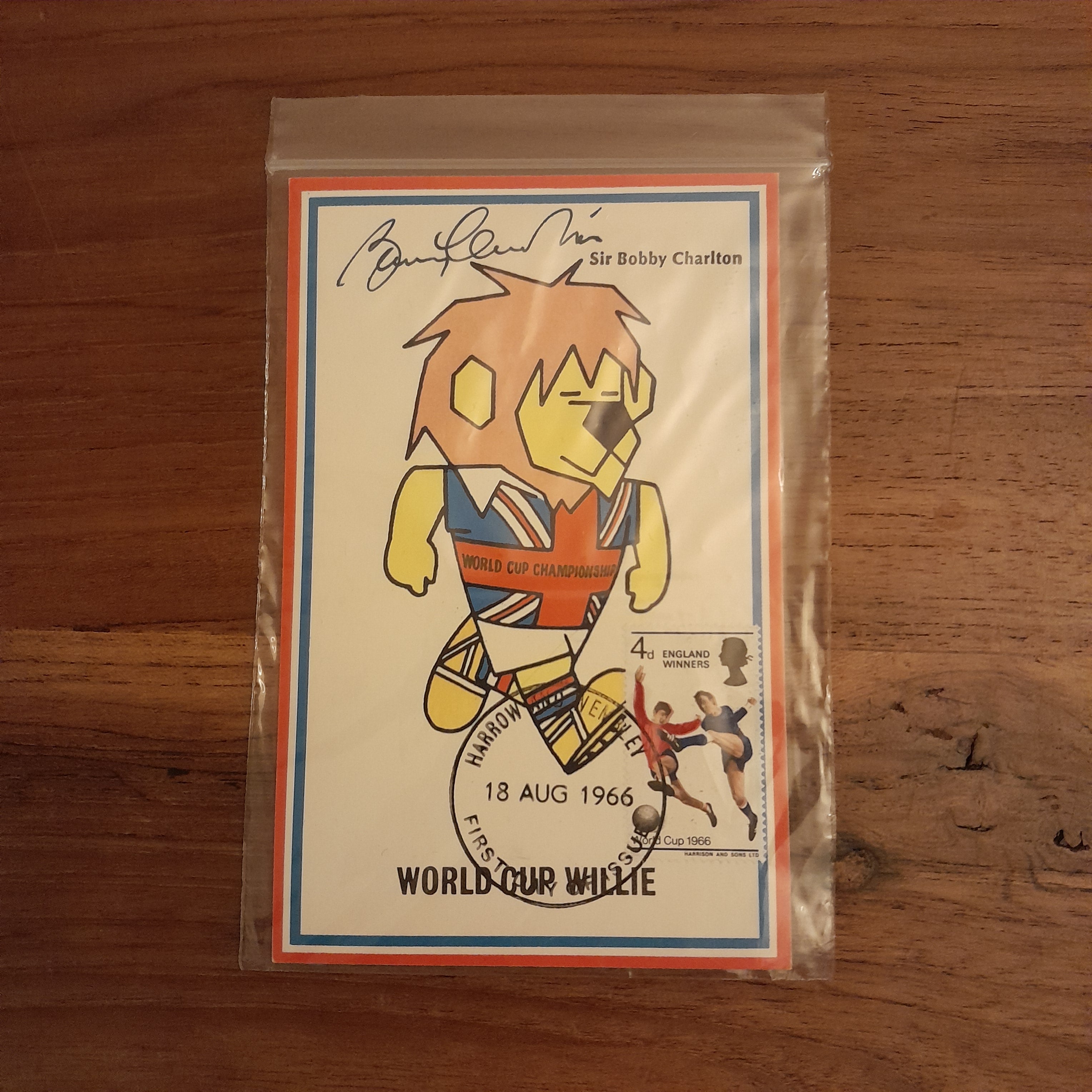 1966 World Cup Willies Card Hand Signed by Bobby Charlton