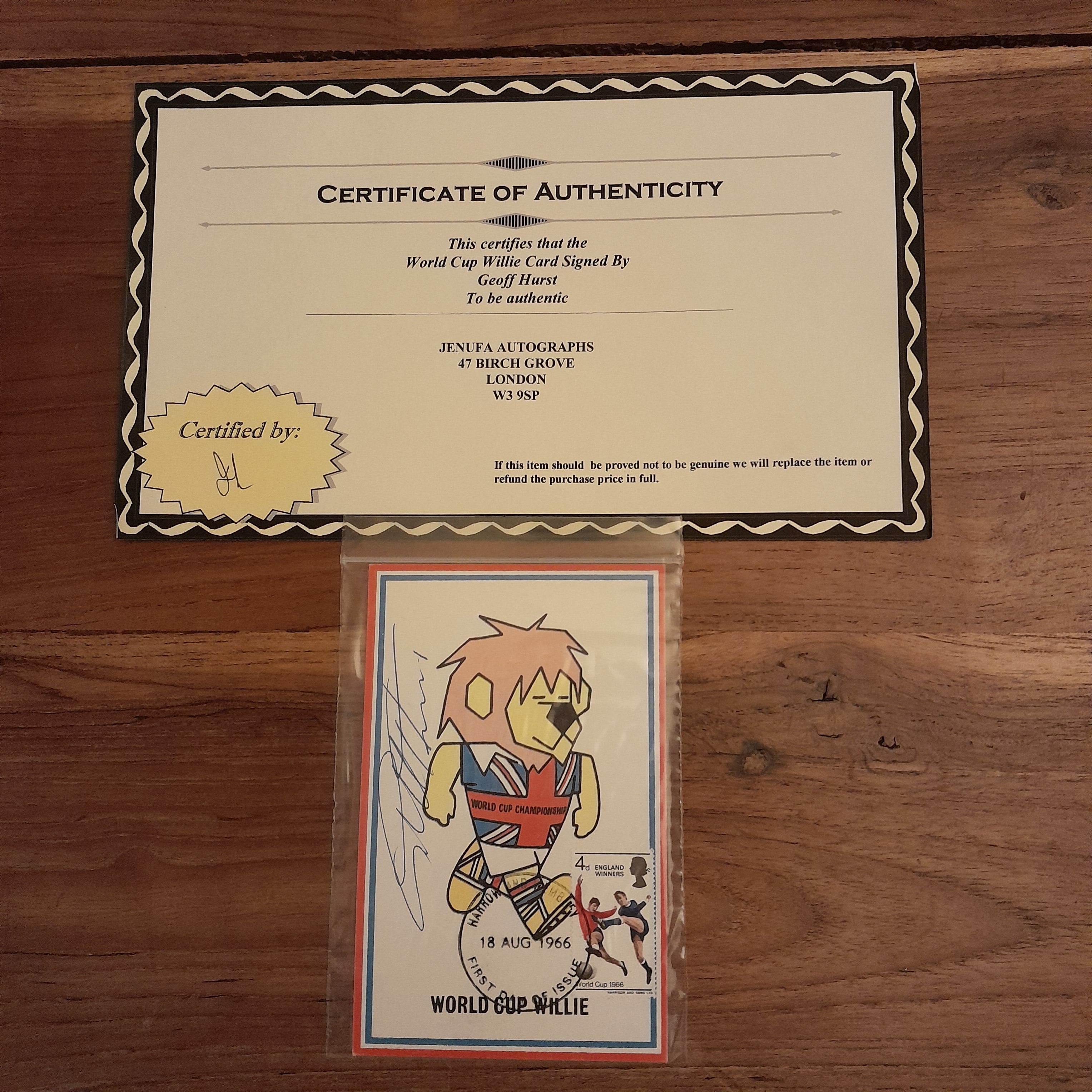 1966 World Cup Willies Card Hand Signed by Geoff Hurst - Comes with COA